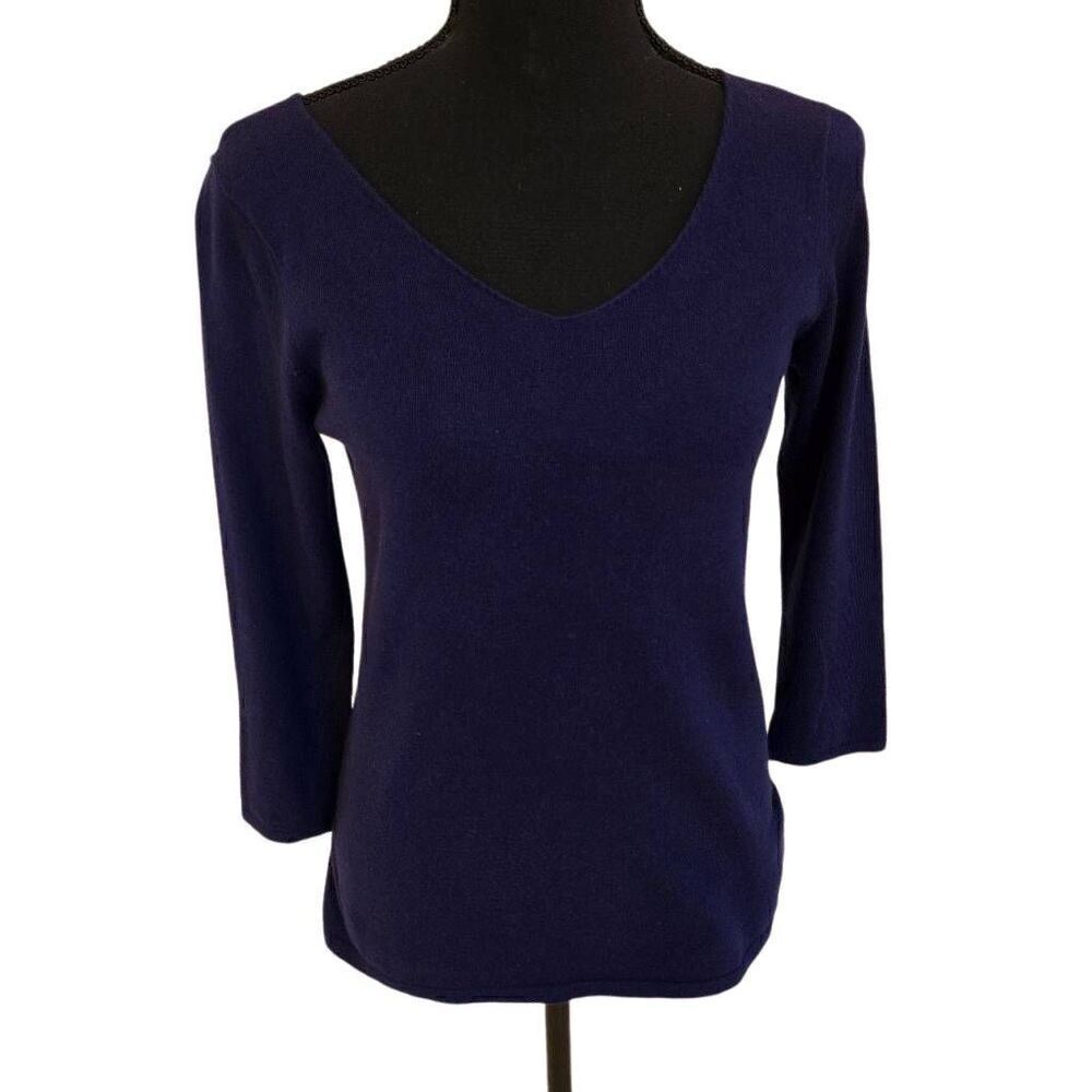J. McLaughlin Womens Cotton Blend Pullover Sweater Navy Blue Size XS